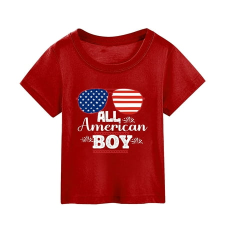 

Summer Independence Day English Letters Printed Short Sleeved Top Worn Over Shirt Girls Tees for Babies Girl Toddler Dinosaur Clothes Youth Girls Tennis Clothes Long Shirt Kids Heart Shirt Girls Big