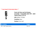 thumbnail image 2 of Front Left Strut and Coil Spring Assembly - Compatible with 1997 - 2001 Toyota Camry 3.0L V6 1998 1999 2000, 2 of 2
