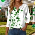 thumbnail image 2 of UngA St Patricks Day Shirt for Women 3/4 Sleeve Tops V Neck Casual Summer Tunic Tops Loose Fit Tshirt Holiday Outfits,Size XXL, 2 of 9