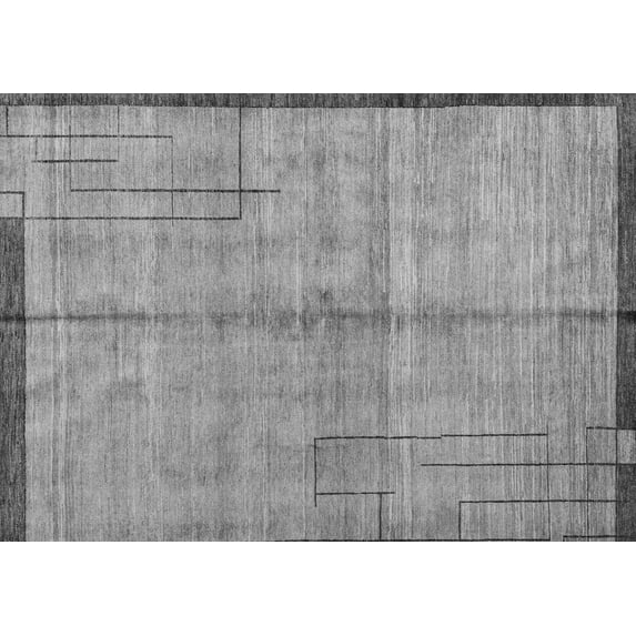 Ahgly Company Indoor Rectangle Abstract Gray Modern Area Rugs, 3' x 5'