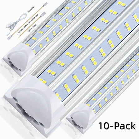 10Pack, Led Shop Lights,8FT LED Light 120W 5000K 19500LM Led Daylight,Garage Light Linkable Clear Cover Integrated V-Shape for Garage Warehouse Workbench Workshop