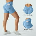 thumbnail image 4 of Women Scrunch Workout Shorts with Pockets - Lifting Booty V Back Athletic Gym Yoga Shorts, 75% Nylon 25% Spandex, True to Size, 4 of 5