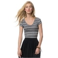 thumbnail image 1 of Aeropostale - Playera gráfica a rayas para mujer, color negro, extragrande Aeropostale Camiseta gráfica, 1 of 2