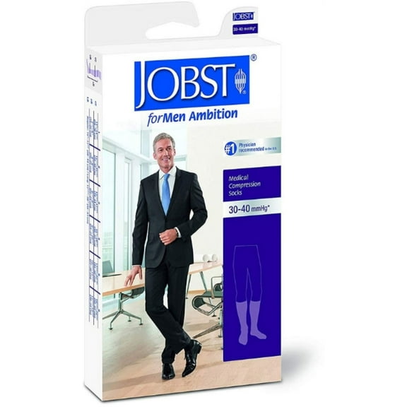 JOBST Ambition For Men 30-40 mmHg Compression Socks, Closed Toe, Brown, Regular, 1 Pair