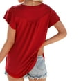 thumbnail image 5 of Pincandy Plus Size Wome Fold Sleeve Printed Round-Neck Tunic Tops Loose Fit Short Sleeve Shirts Crew Neck Summer Casual Tops,Red,XL, 5 of 8