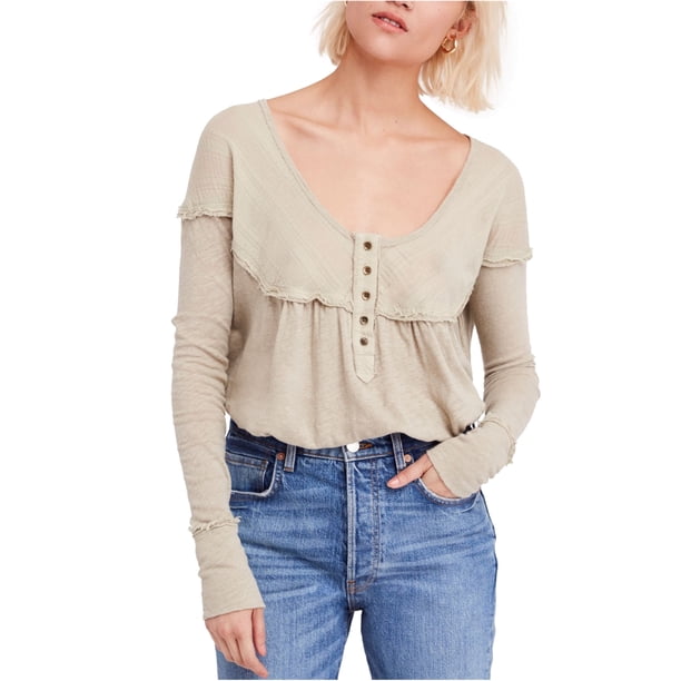 Camiseta henley Free People para mujer color verde grande