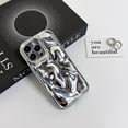thumbnail image 2 of Cute Luxury Glossy Meteorite Texture Water Ripple Shape Camera Lens Protection Case, Electroplate Soft Shockproof Back Cover for iPhone 14 Pro Max (Silver), 2 of 11