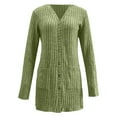 thumbnail image 4 of idosla Women's Long Sleeve Open Front Cardigan Button Down Ribbed Lightweight Knit Outerwear with Pocket (Green, S), 4 of 8