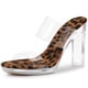 thumbnail image 1 of Sandalias Tacón Transparente Con Plataforma Tacones Gruesos Para Mujeres Leopardo 38, 1 of 7