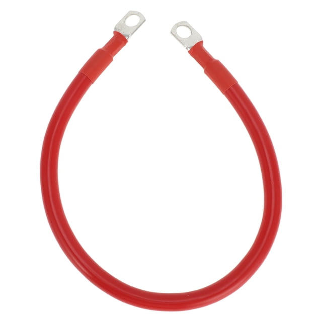 Cables de batería de inversor de 2 AWG de 3/8" Lug, cobre estañado, 1 pieza, rojo, 1.5 pies