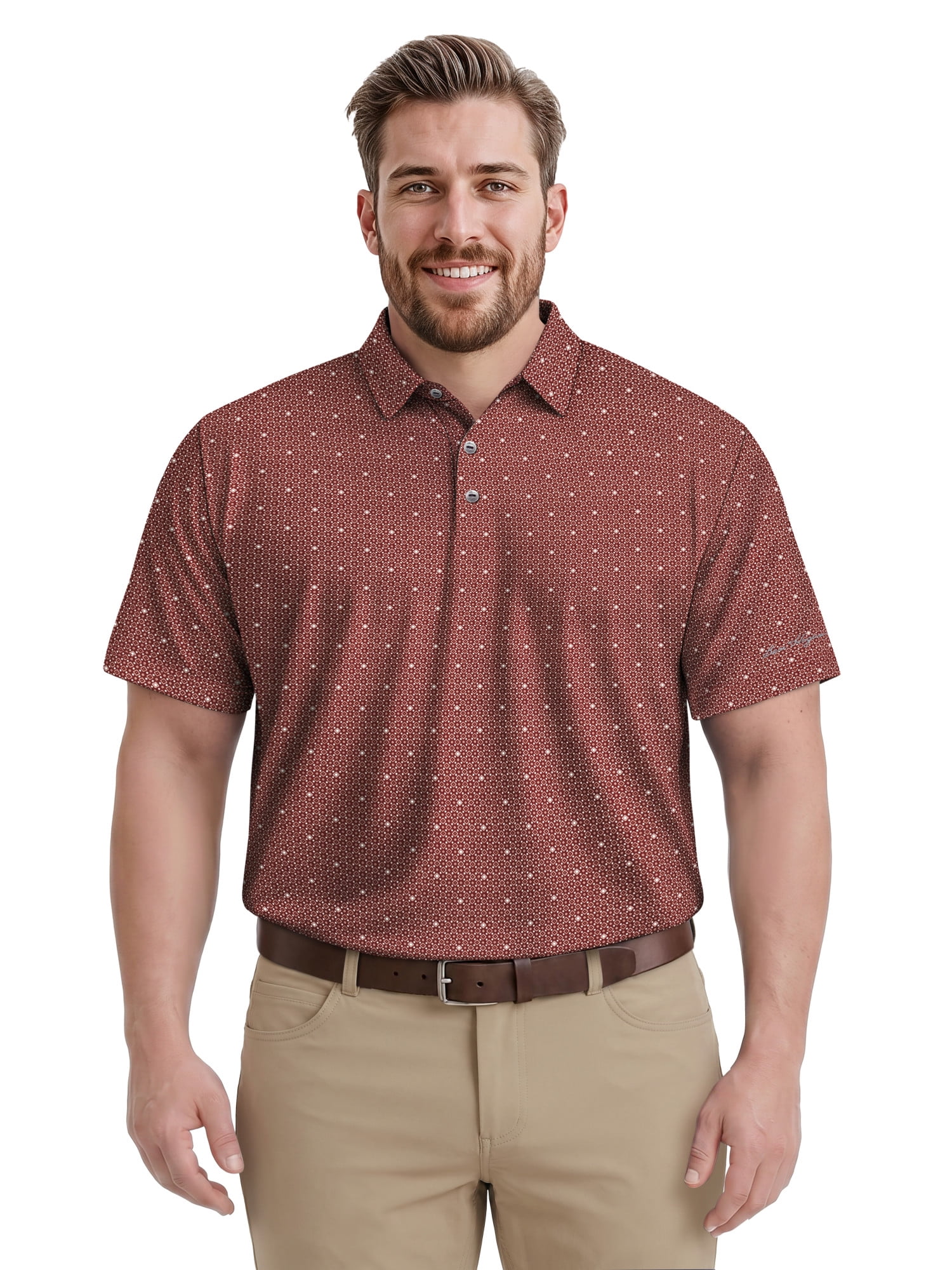 Ben Hogan Performance Men's & Big Men's Gentleman Geo Print Short Sleeve Golf Polo Shirt, Sizes S-4XLT