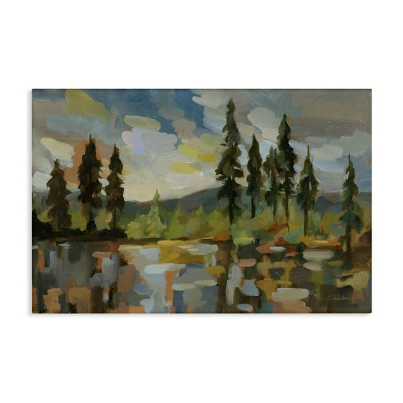 Stupell Industries High Mountain Lake Landscape & Nature Painting Wrapped Canvas Art Print Wall Art, 24 x 16