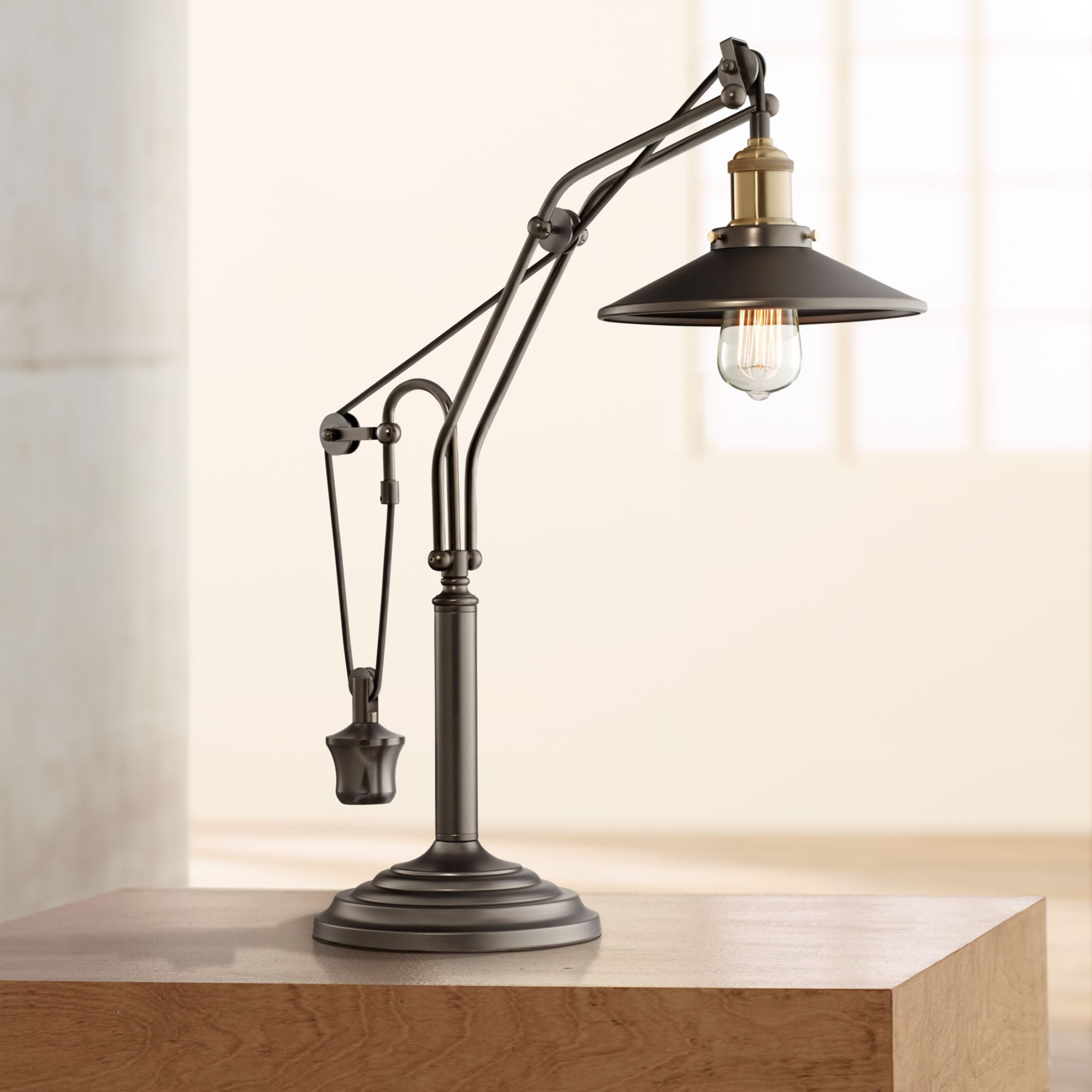 Franklin Iron Works Industrial Desk Lamp Oiled Rubbed Bronze Metal