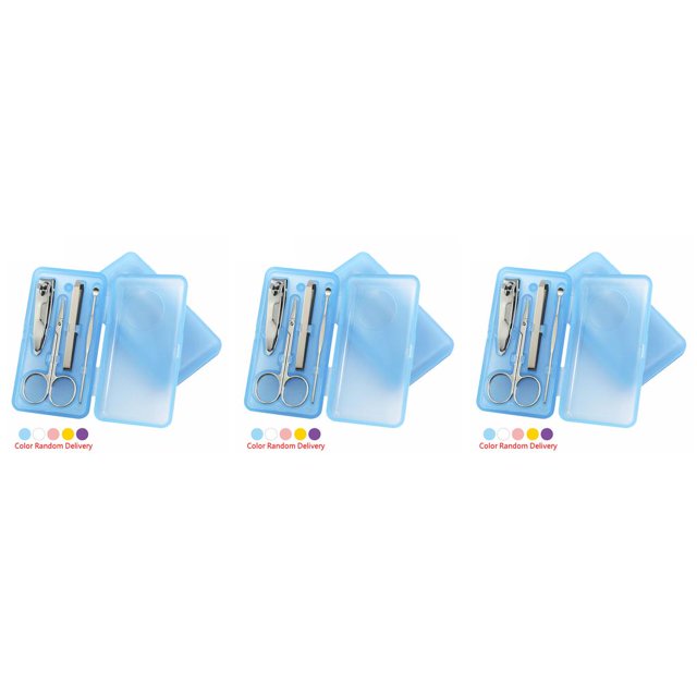 Seitruly Herramientas de manicura con caja de plástico 4 en 1, tijera de acero multifunción para cejas, pinzas de mano para pedicura Type1 NO1