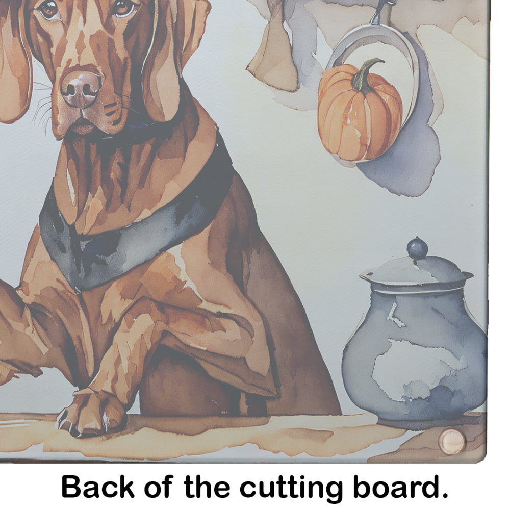 Vizsla Fall Kitchen Pumpkins Glass Cutting Board Large 12 in x 15 in
