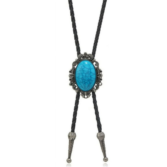 WINDLAND Vintage Turquoise Bolo Tie Western Cowboy Neck Ties Men Rodeos Bolotie Necklace