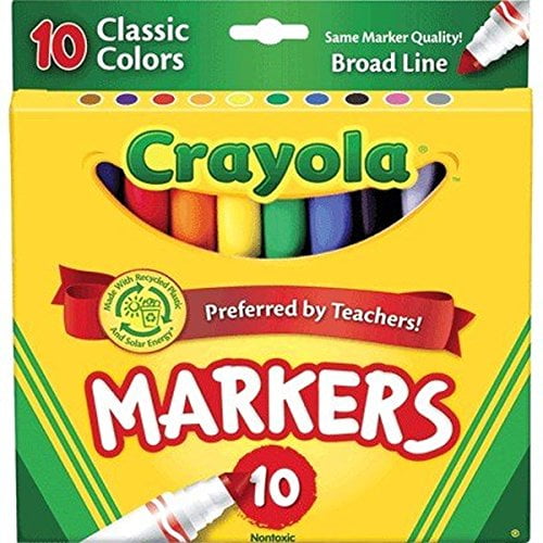 Crayola Non-Washable Classic Colors Markers, 10 Count (2 Pack)