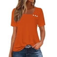 thumbnail image 1 of Usted Es Más Que una Camisa de Puntuación de Prueba, de Moda Casual Color Sólido Botón de Manga Corta Cuello en V para Mujeres, 1 of 5