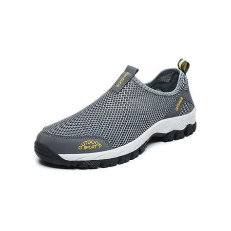 

Ritualay Mens Hiking Shoes Slip On Trainers Outdoor Sneakers Comfort Hollow Out Walking Shoe Men Mesh Gray 11.5