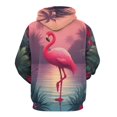 thumbnail image 3 of Tropical Flamingo Sunset-5 3D Print Hoodie Men Women Autumn Thin Pullover Sweatshirt Vintage Streetwear Tops, 3 of 6
