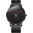 thumbnail image 3 of OLEVS Black Watches for Men Fashion Simple Ultra-Thin Minimalist Mesh Stainless Steel Strap Waterproof Quartz Analog Mens Wrist Watch, Gifts for Men, 3 of 10
