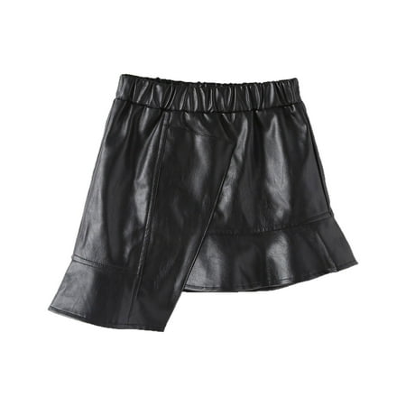 

Children S Short Skirt Girls Dress Autumn Winter Half Skirt Middle Children Pu Leather Short Skirt Solid Color Half Skirt