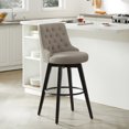 thumbnail image 3 of CHITA 30 inch Swivel Upholstered Counter Height Bar Stools with Tufted Back Set of 2, Fabric in Tan Yellow, 3 of 10