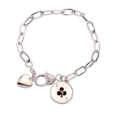 thumbnail image 1 of Playing Cards Club A Pattern Heart Chain Bracelet Jewelry Charm Fashion, 1 of 3