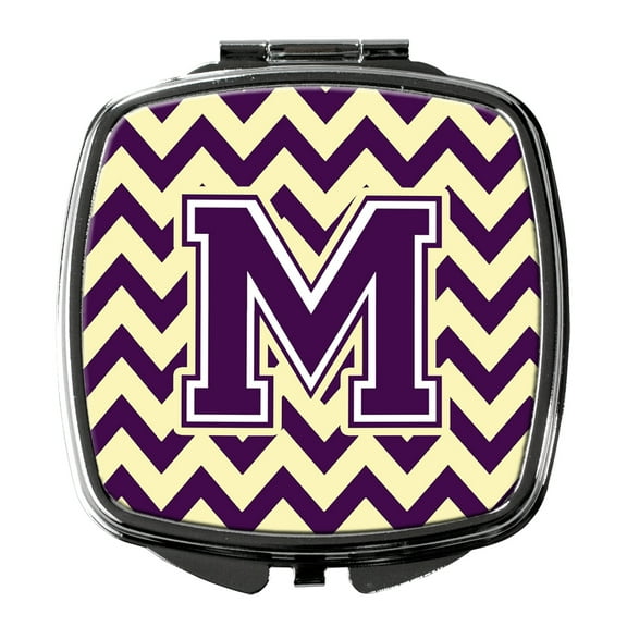 Letter M Chevron Purple and Gold Compact Mirror CJ1058-MSCM