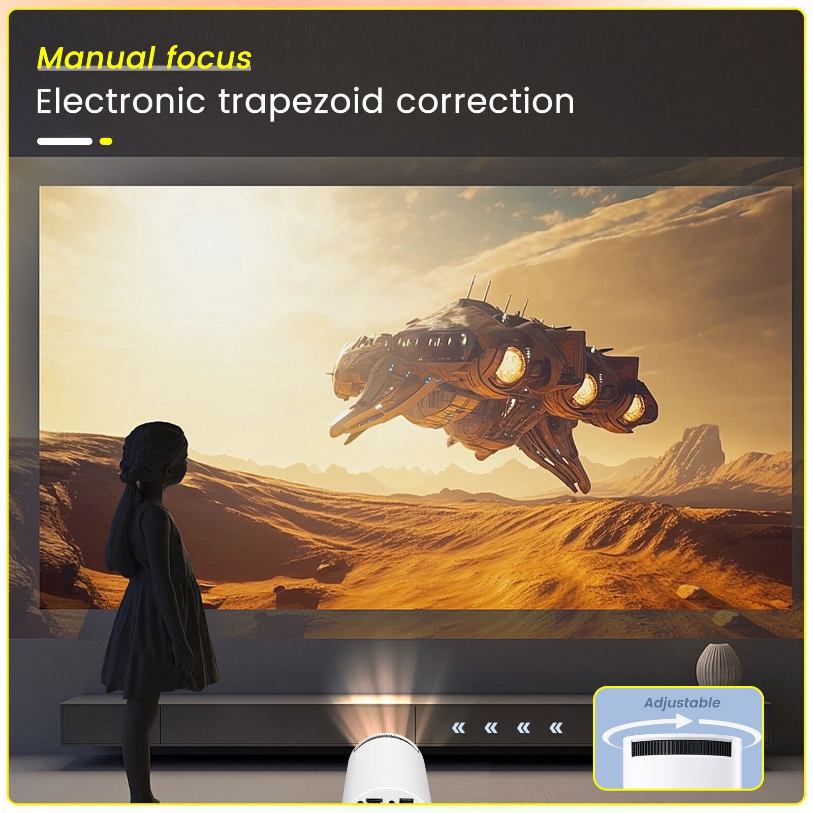 Haiyanuo K1 WiFi 6 BT 5.0 1280*720 4K LED Mini Projector, White, 1 Count