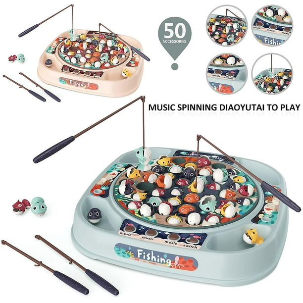Zmleve Electric Fishing Game Play Set Fishing Game For 3+ Year Old Kids Gift 45 Fishes & 1 Poles Music &light Effect Interactive Toy