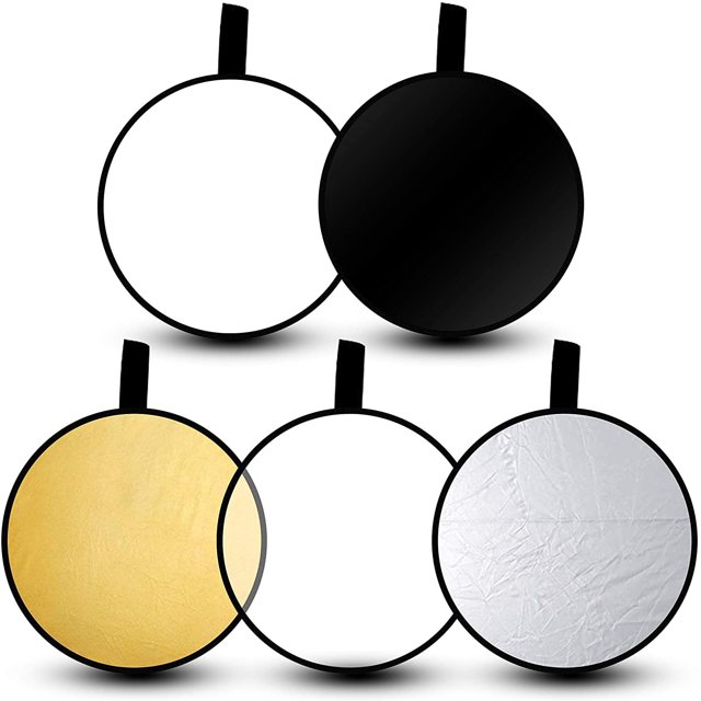 Reflectores de luz 5 en 1 de 60 cm (24 pulgadas) para fotografía, plegables, con bolsa - Luz portátil para cámara
