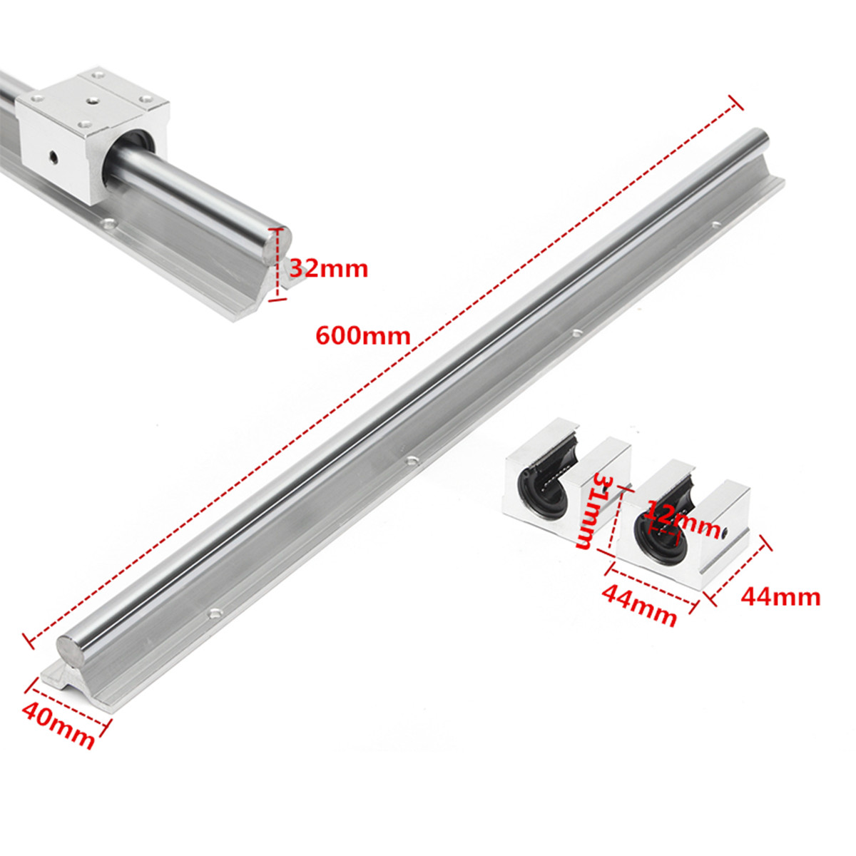 linear rail 16mm SBR16 - 300 400 500 600 mm 1 pc linear guide SBR16 + 2