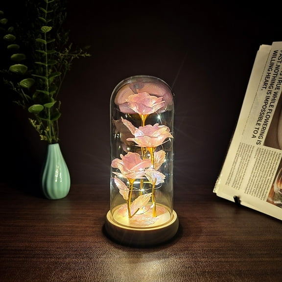 YuanBo  Valentine's Day Rose Simulation Eternal Rose Acrylic Decorative Gift Box Valentine's Day Gift Valentine's Day Decorative Accessories