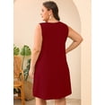 thumbnail image 7 of SHOWMALL Plus Size Sleeveless Summer Dress for Women, Perfect Mother's Day Gift, Wine Red 1X Casual Pleated Dress with Pockets for Party & Graduation, 7 of 7