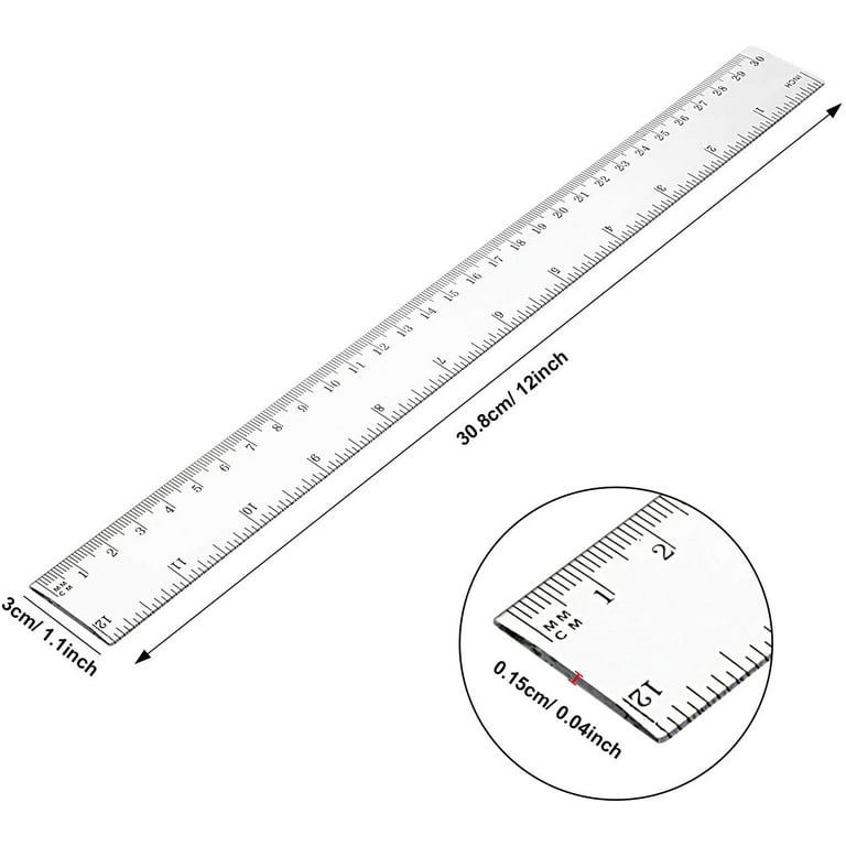 5 Pack Clear Rulers,Plastic Ruler 12 Inch Straight Ruler with Centimeters  and In