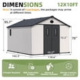 thumbnail image 2 of MELLCOM 10 x 12 FT Resin Outdoor Storage Shed with Floor, Outdoor Storage Tool Shed with Windows and Lockable Door, Resin Garden Shed for Lawnmower, Bike, Pool Supply, 2 of 8