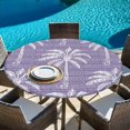 thumbnail image 6 of Purple Palm Tree Round Tablecloth 55-60 Inch Round Fitted Table Cloth with Elastic Edge, Summer Botanical Tropical Tree Waterproof Table Cover Protector for Outdoor Picnic Party Dining, 6 of 9