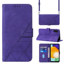 Feishell for Samsung Galaxy S24 Crossbody Wallet Phone Case with Removable Adjustable Shoulder Strap,Premium PU Leather Magnetic Flip Stand Card Slots Protective Cover for Women Men,Purple