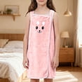thumbnail image 2 of UJNDER Girls Wearable Hooded Thick Absorbent Coral Cartoon Print Bath Towel Wrap Robe Dress for Kids Girls Robe,Pink,One Size, 2 of 9