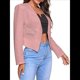 thumbnail image 1 of Blazer Corto para Mujer, Chaqueta Informal/de Trabajo de Larga con Abertura Frontal y Bolsillos Rosa 5XL, 1 of 8