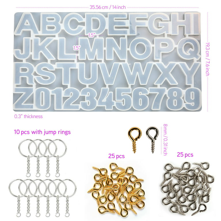Resin Letter Molds, Silicone Alphabet Resin Molds Kit, Silicone Mold Epoxy  Resin Casting Molds Keychain Making SetEpoxy Resin Mold Jewelry Making Kit  Handmade DIY Crystal Glue Tool
