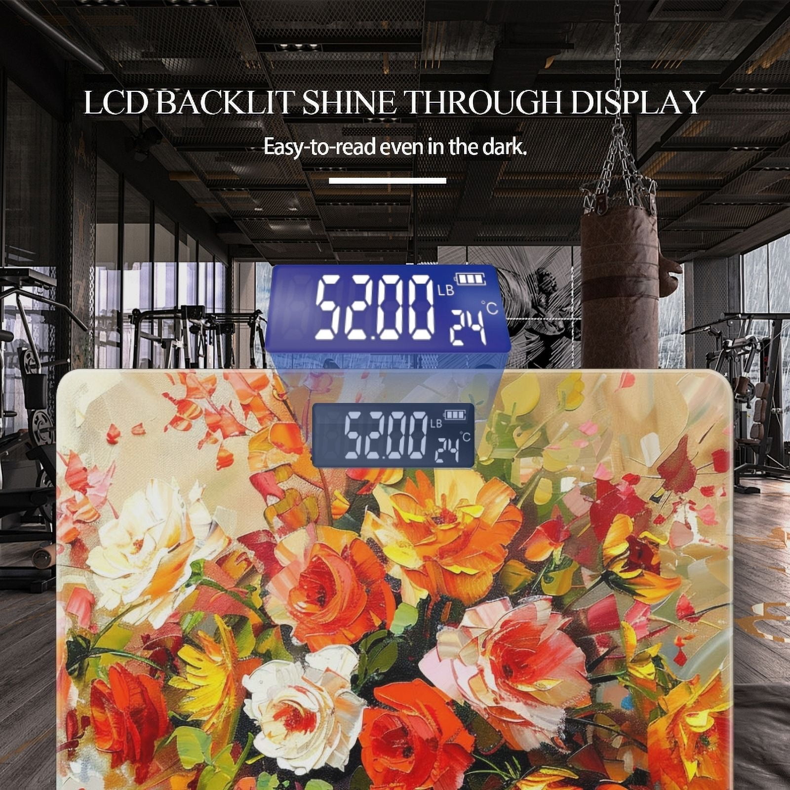 High Precision Body Weight Scale Smart Bathroom Scales with Large LCD Display(400lbs),Decorative for Bedroom-Bouquet Of Roses In Old White Vase On The Table