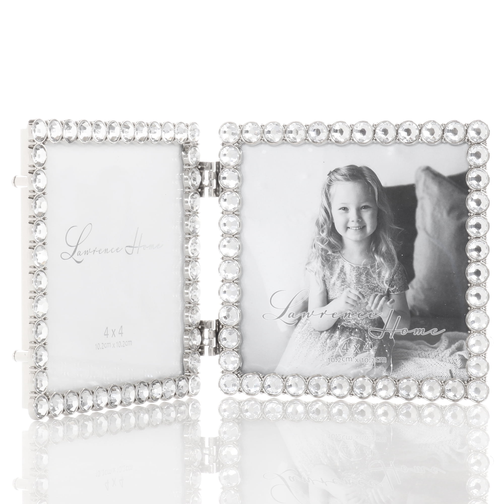 4x4 Silver Metal Sparkle Double Frame - Clear Brilliance