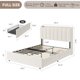 thumbnail image 2 of QinaQin Base de cama tapizada con luces LED, 2 cajones y cabecera ondulada, cama con almacenamiento ideal para niñas, diseño moderno que no requiere box spring, 2 of 7
