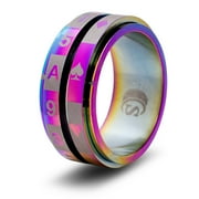 CritSuccess Playing Cards Dice Ring with a Full Deck Die Spinner (Size 7.5 - Stainless Steel - Rainbow)
