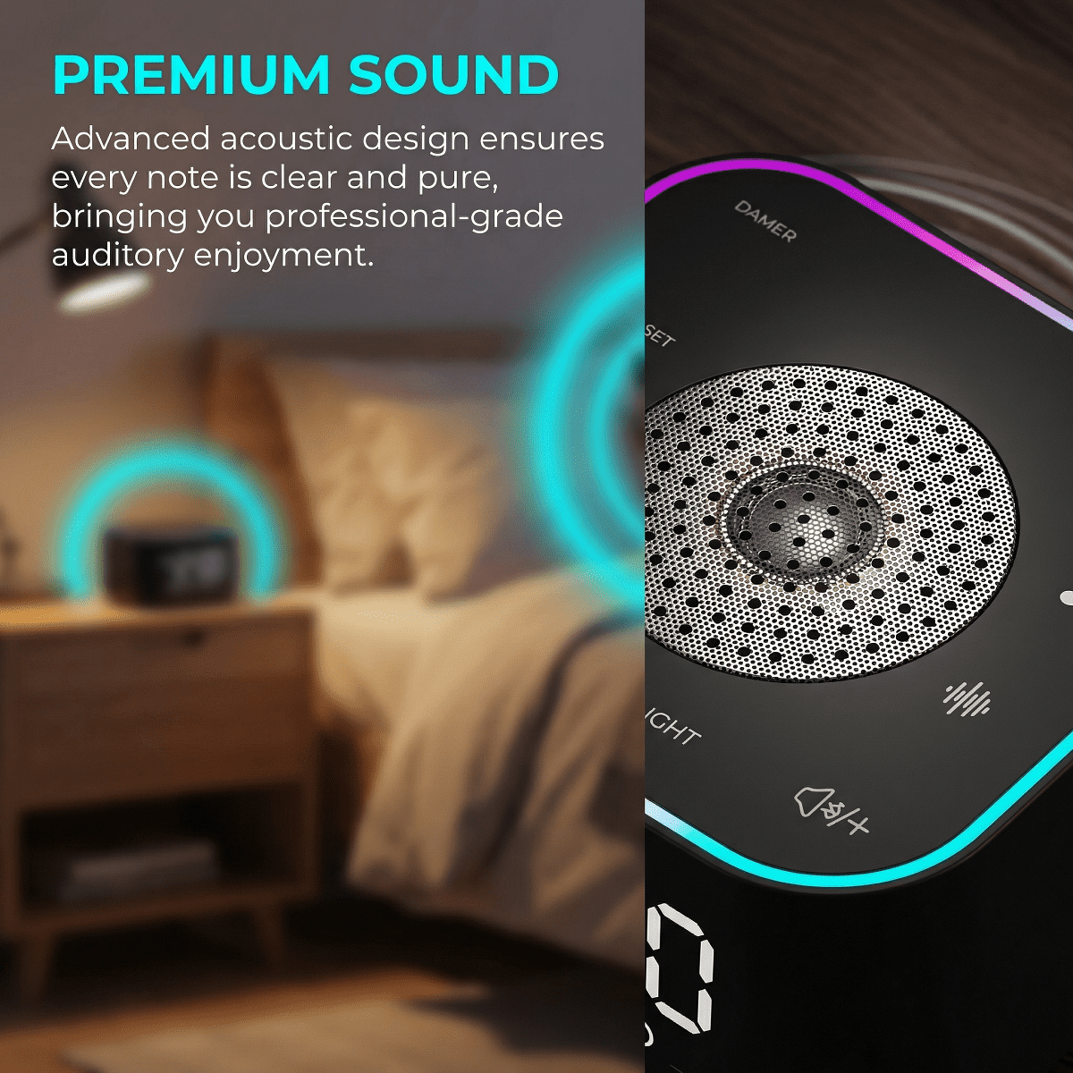 TOYOOSKY Alarm Clock Sound Machine 30 Relaxing Sounds 8 Color Options Dimmable Noise Machines with Dual Alarms Perfect for Kids Adults