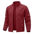 thumbnail image 4 of USNSM Mens Zip Up Sweatshirt Mock Neck Track Jacket Lightweight Fleece Full Zip No Hood Athletic Casual Long Sleeve Jackets with Pocket Red S, 4 of 9