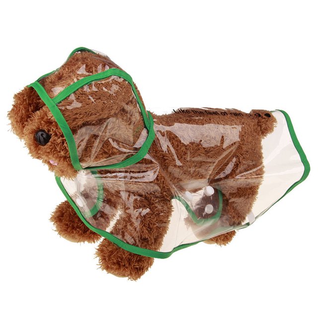 HEVIRGO Chien Chiot Imperméable Veste Imperméable Boutons Transparents Capuche Manteau