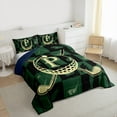 thumbnail image 3 of jejeloiu Initial Letter P Full Size Comforter Sets,Golf Ball Game Bedding Comforter Set,Green Black Beige Bedding Sets For Kids,Breathable Bedroom Decoration Reversible,3 Pieces, 3 of 8